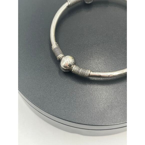 Sterling Silver Three Rope Ball Twisted Bali Style Bangle Bracelet Sz 7.5-8 - Picture 10 of 13